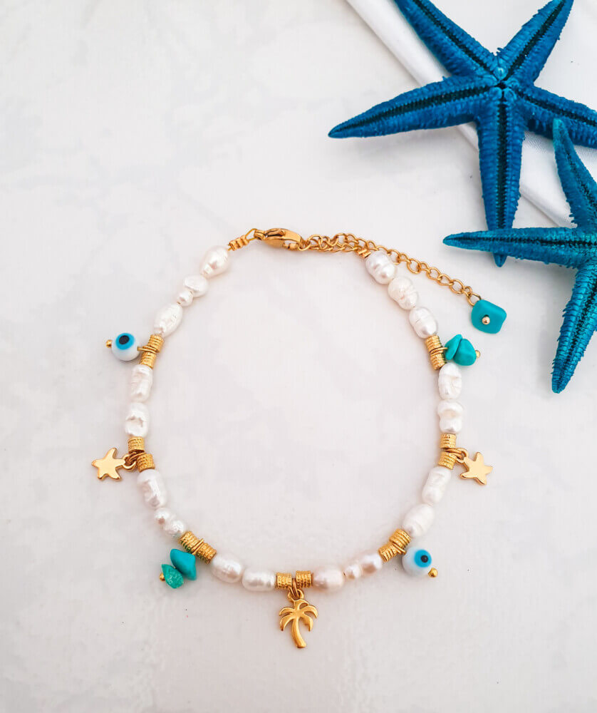 Caribbean anklet with pearls