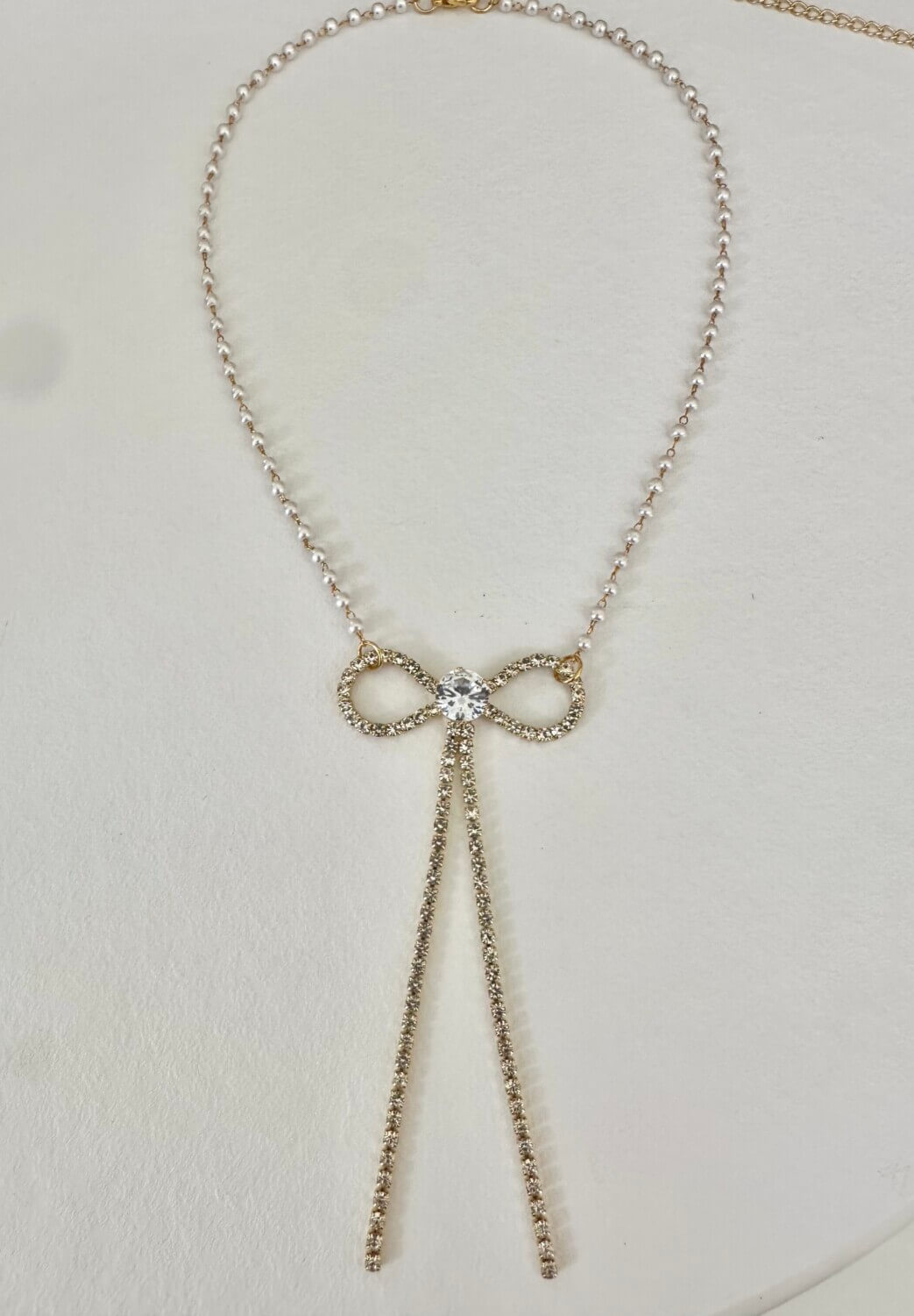Zircon pearl bow pendant ✨