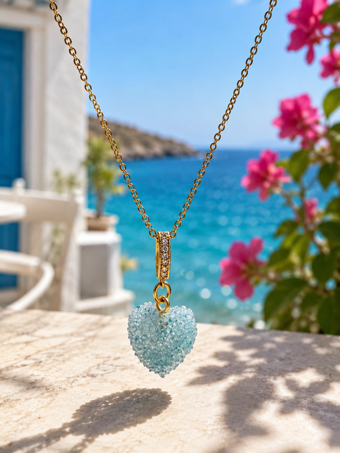 Sugar heart pendant (blue )🩵