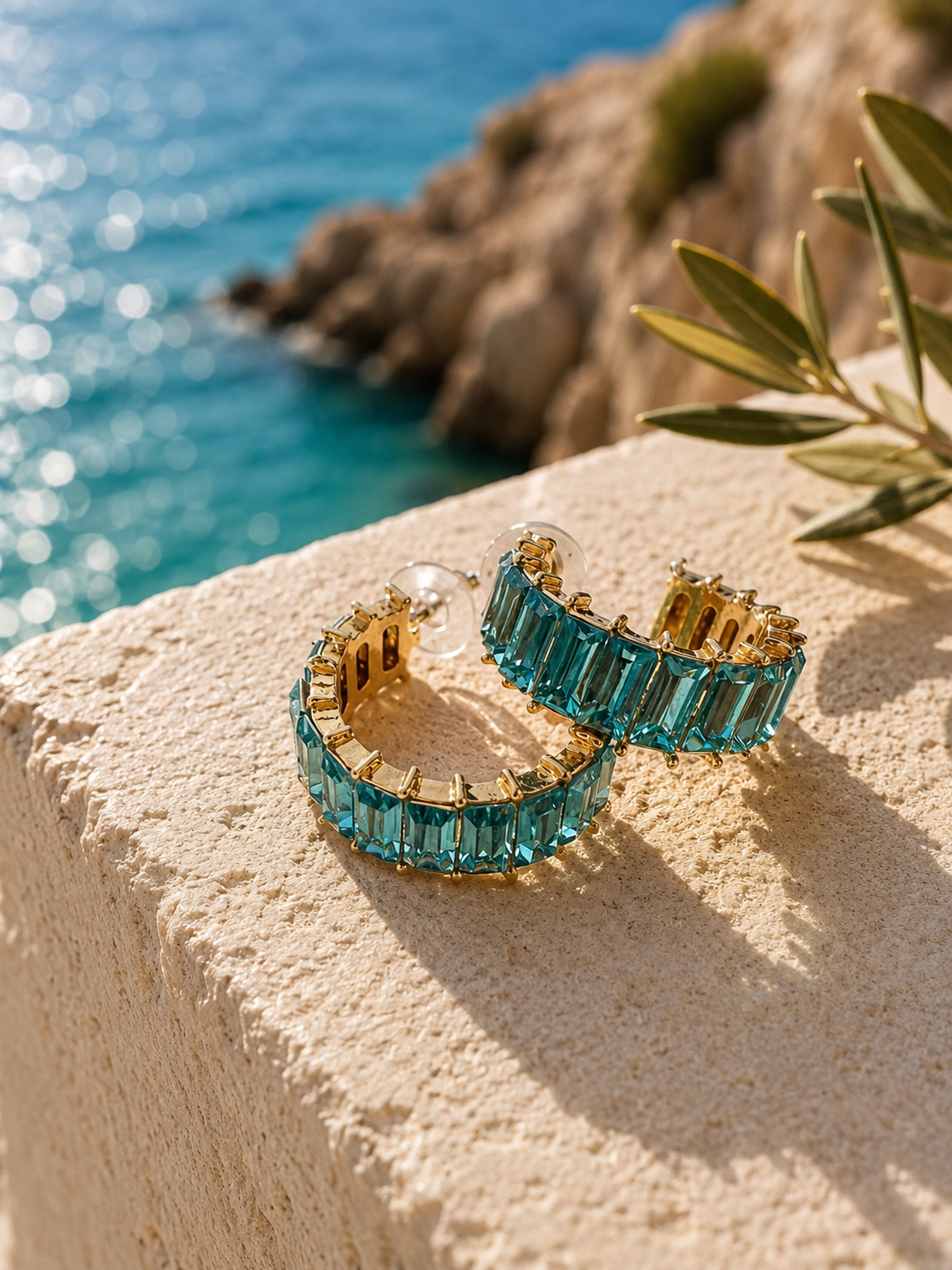 Turquoise zircon hoopies  🩵