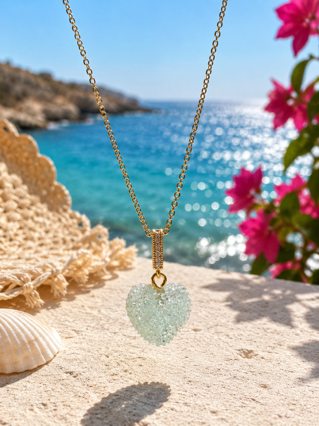 Sugar heart pendant (mint )💚