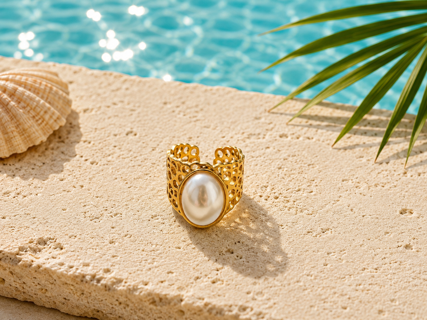 Pearl stone ring 🤍