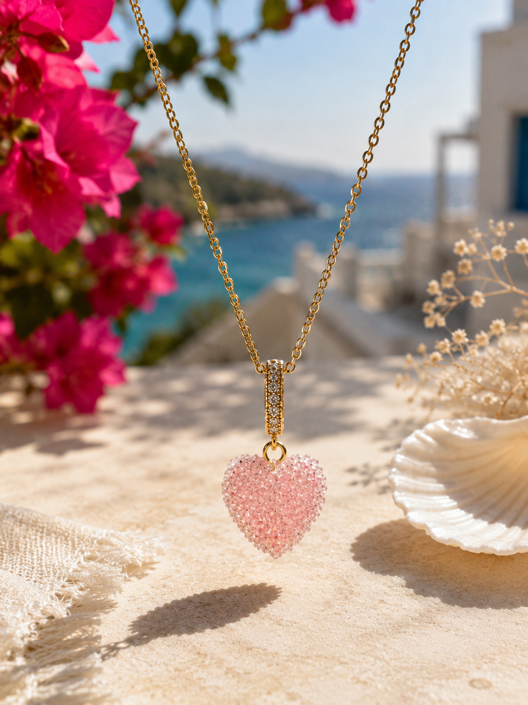 Sugar heart pendant (pink )🩷